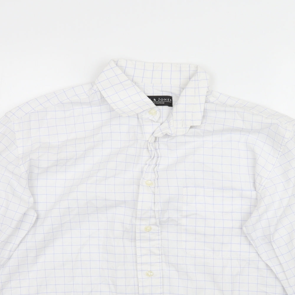 Smith & Jones Mens White Plaid   Button-Up Size M  - Check Pattern