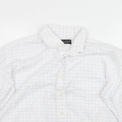 Smith & Jones Mens White Plaid   Button-Up Size M  - Check Pattern