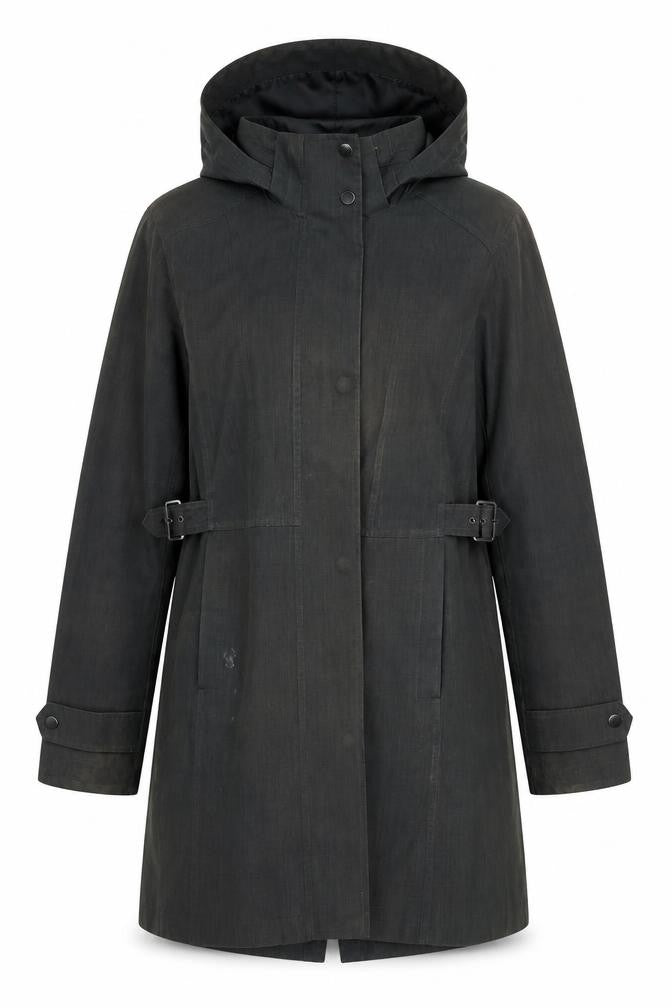 Front view of Kirkland women’s grey overcoat coat, size L