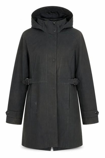 Front view of Kirkland women’s grey overcoat coat, size L
