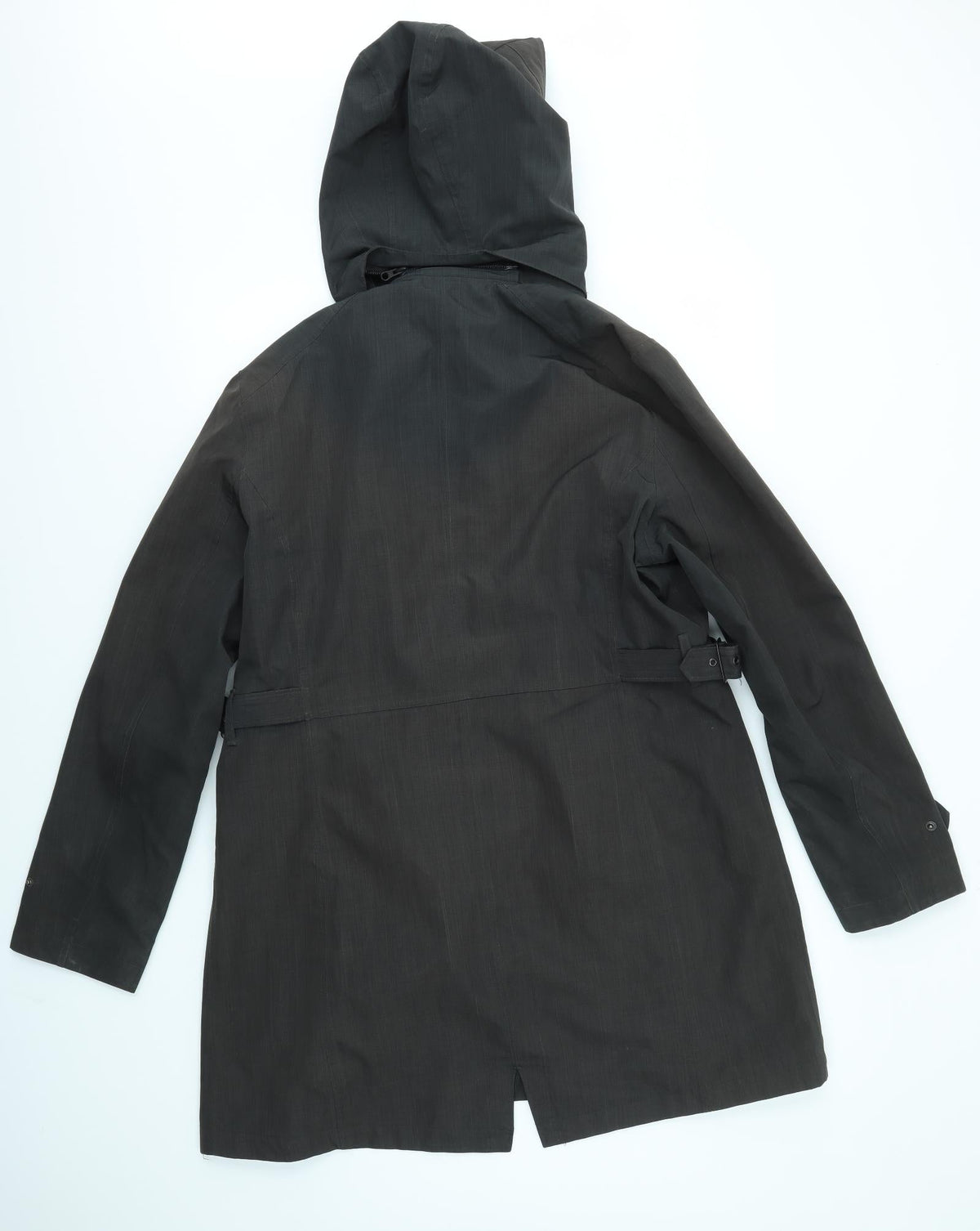 Back view of Kirkland women’s grey overcoat coat, size L