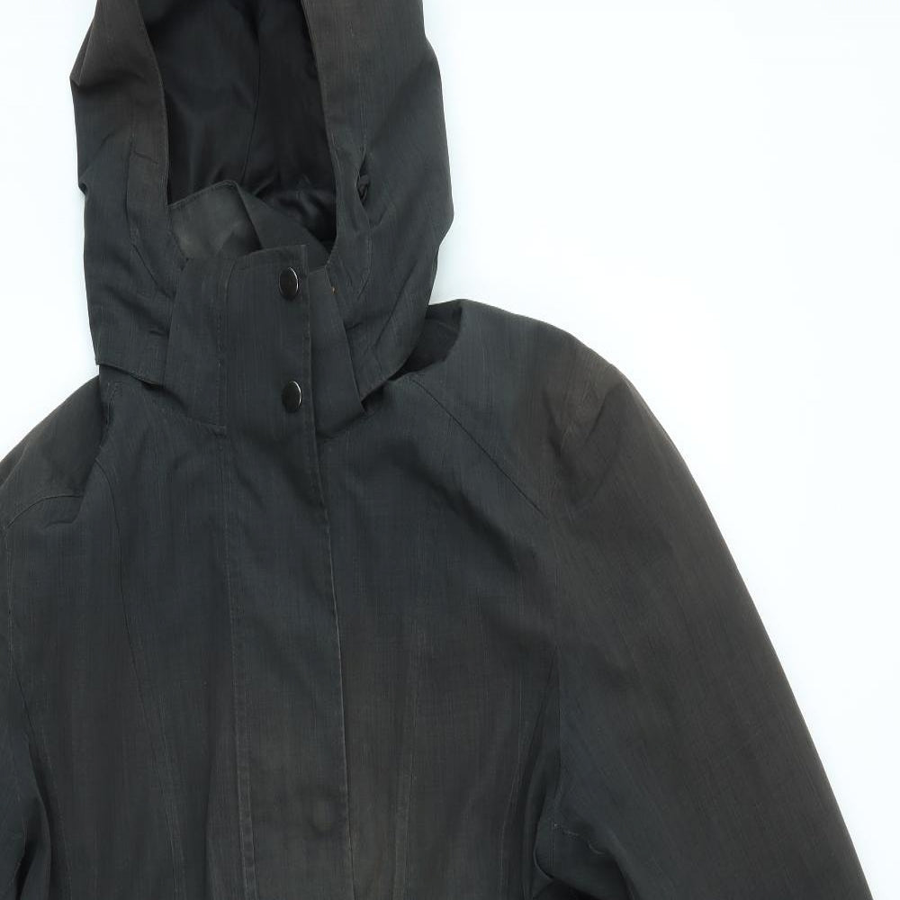 Close-up detail of Kirkland women’s grey overcoat coat, size L