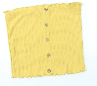 Womens UK Size S New Look Yellow Cropped Blouse