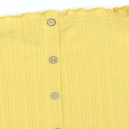 Womens UK Size S New Look Yellow Cropped Blouse