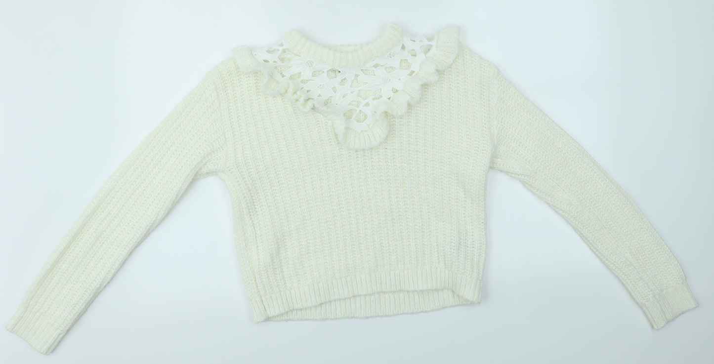 Womens UK Size 6 Miss Selfridge Ivory Pullover Jumper
