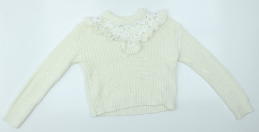 Womens UK Size 6 Miss Selfridge Ivory Pullover Jumper