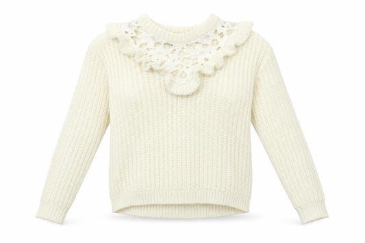 Front view of Miss Selfridge women’s ivory jumper, size UK 6