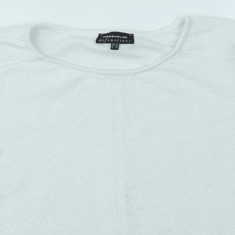 Womens UK Size 16 Warehouse White Basic T-Shirt