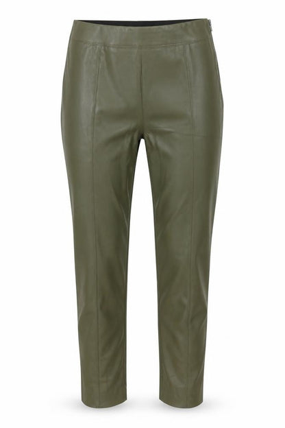 Front view of Topshop women’s green trousers, size UK 8, 26-inch leg