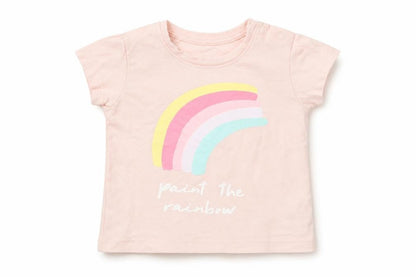 Front view of Primark girls’ pink basic t-shirt, size 3-6, months