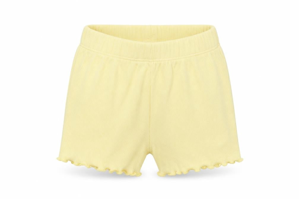 Front view of George girls’ yellow cropped trousers, size 3-6, months