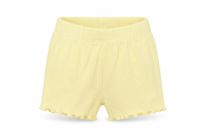 Front view of George girls’ yellow cropped trousers, size 3-6, months