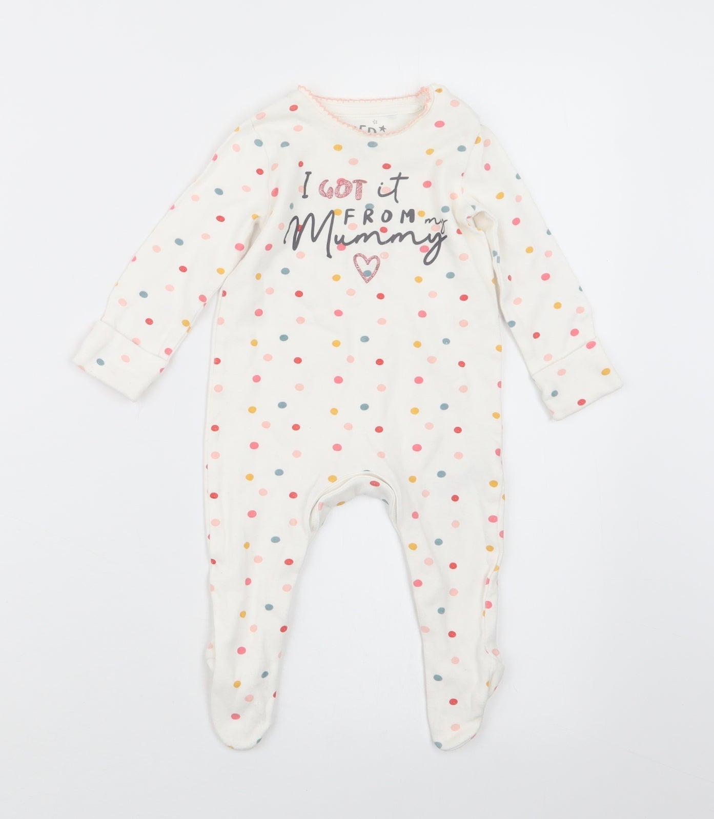 F&F Girls White Polka Dot  Babydoll One Piece Size 3-6 Months