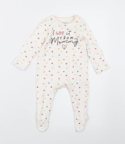 F&F Girls White Polka Dot  Babydoll One Piece Size 3-6 Months