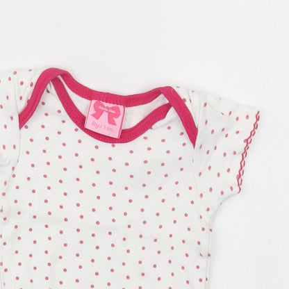 Mini Moi Girls Pink Polka Dot  Babygrow One-Piece Size 3-6 Months