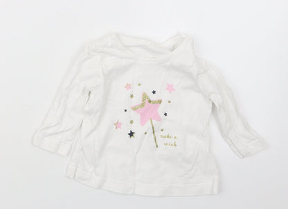 Matalan Girls White   Basic T-Shirt Size 3-6 Months