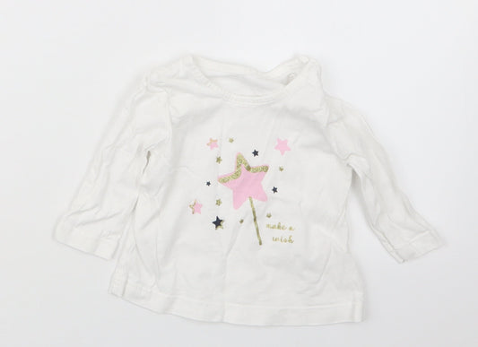 Matalan Girls White   Basic T-Shirt Size 3-6 Months