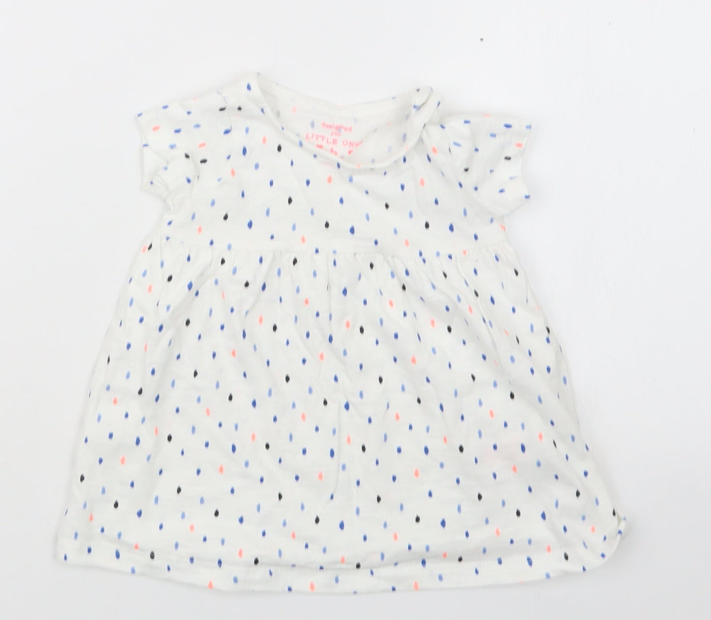 F&F Girls White   Basic T-Shirt Size 3-6 Months  - Long