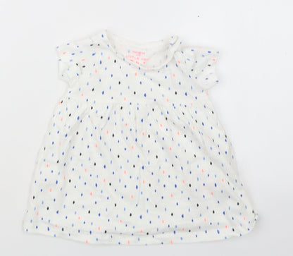 F&F Girls White   Basic T-Shirt Size 3-6 Months  - Long