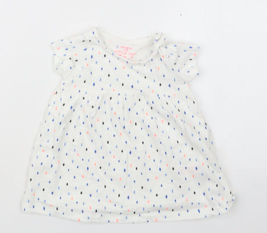 F&F Girls White   Basic T-Shirt Size 3-6 Months  - Long