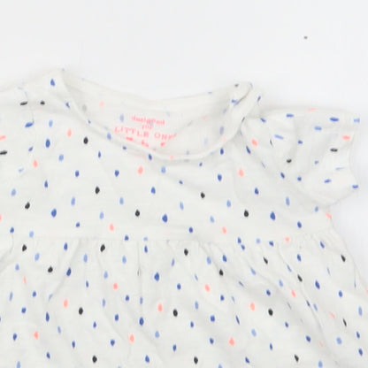 F&F Girls White   Basic T-Shirt Size 3-6 Months  - Long