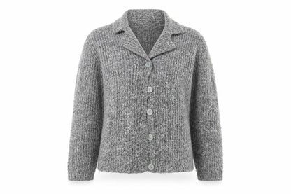 Front view of Marks & Spencer women’s grey knit cape jumper, size UK 12