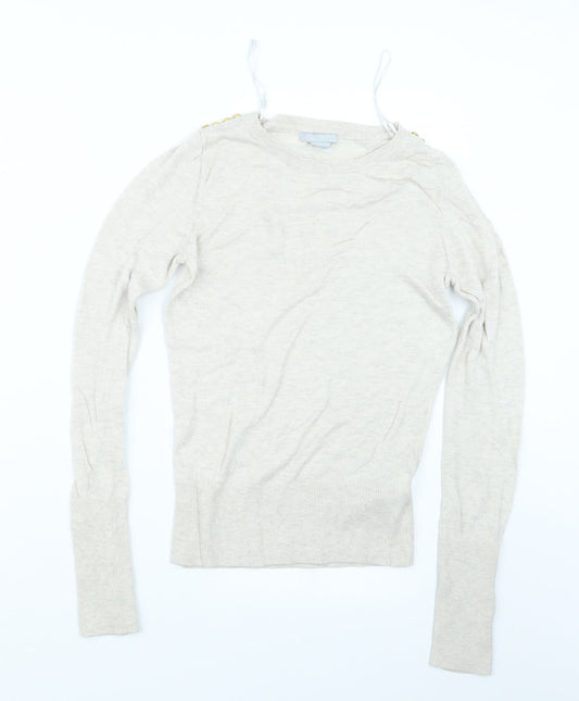 Womens UK Size XS H&M Beige Pullover Jumper