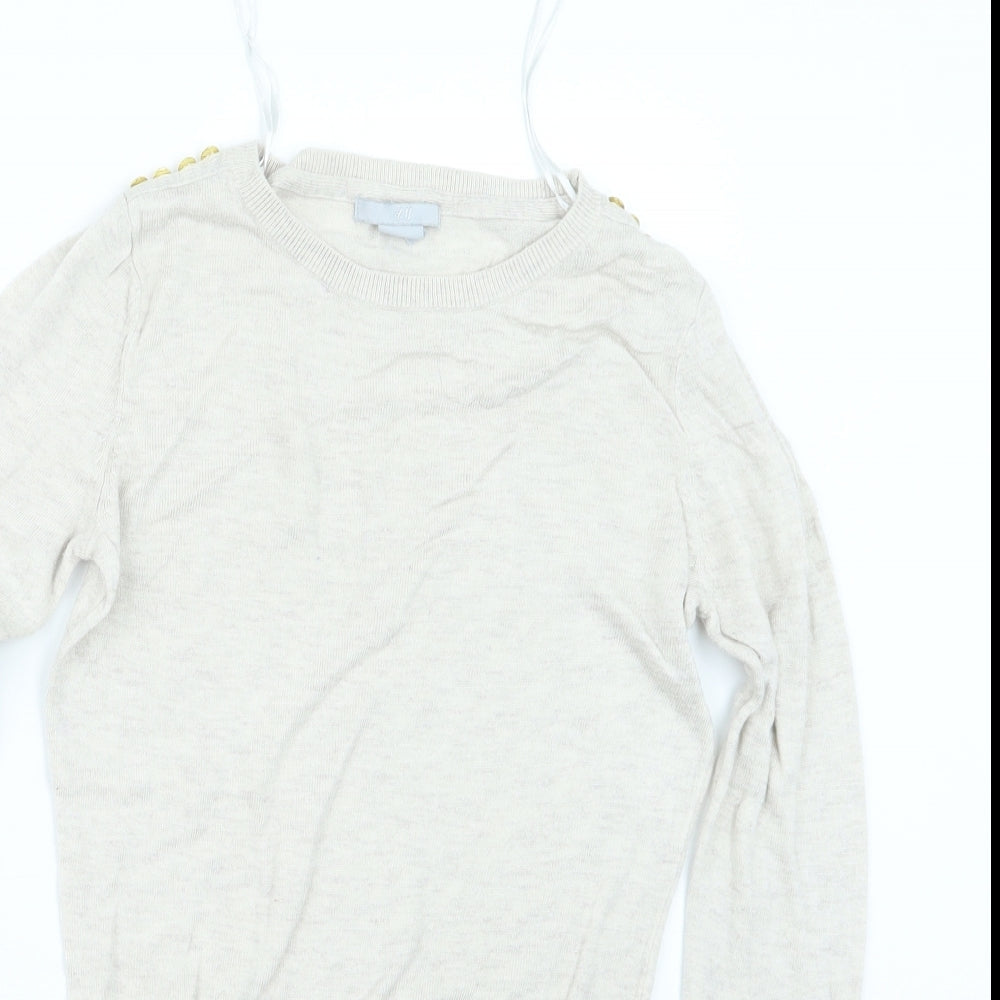 Womens UK Size XS H&M Beige Pullover Jumper