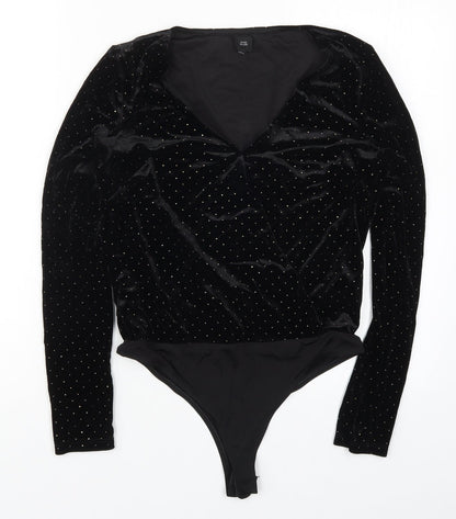 River Island Womens Black Polka Dot  Bodysuit One-Piece Size 10
