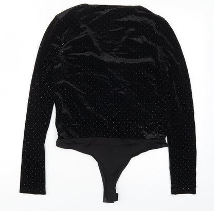 River Island Womens Black Polka Dot  Bodysuit One-Piece Size 10