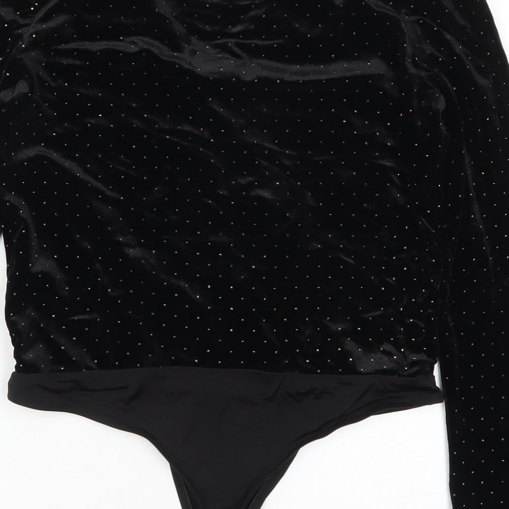 River Island Womens Black Polka Dot  Bodysuit One-Piece Size 10