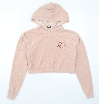 Miss Selfridge Womens Pink   Pullover Hoodie Size 4  - Je T'aime
