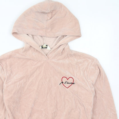 Miss Selfridge Womens Pink   Pullover Hoodie Size 4  - Je T'aime