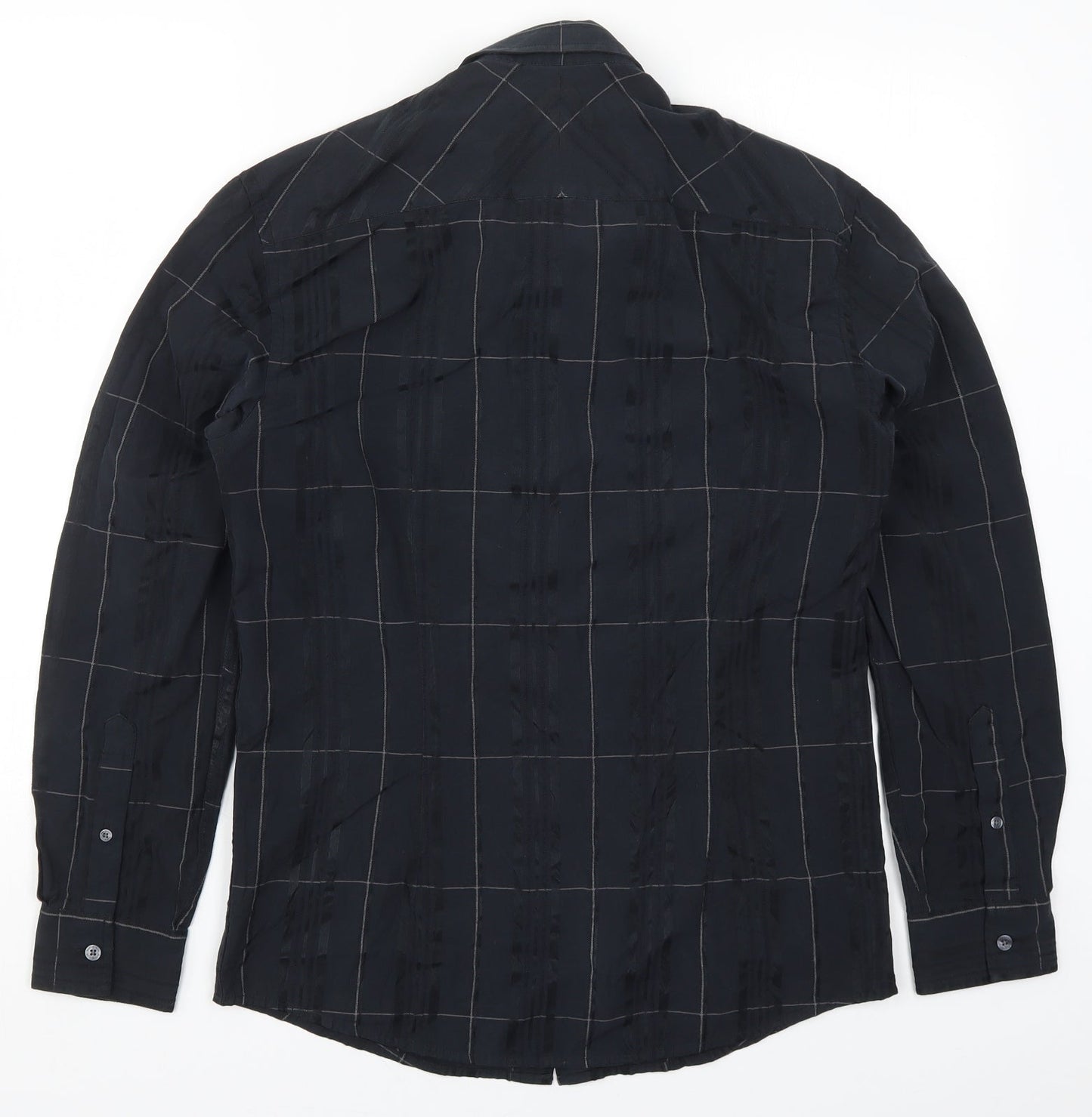 Mens UK Size S Marks and Spencer Black  Button-Up Long Sleeve Casual Shirt