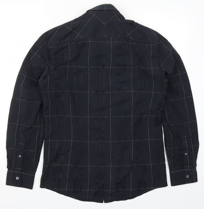 Mens UK Size S Marks and Spencer Black  Button-Up Long Sleeve Casual Shirt