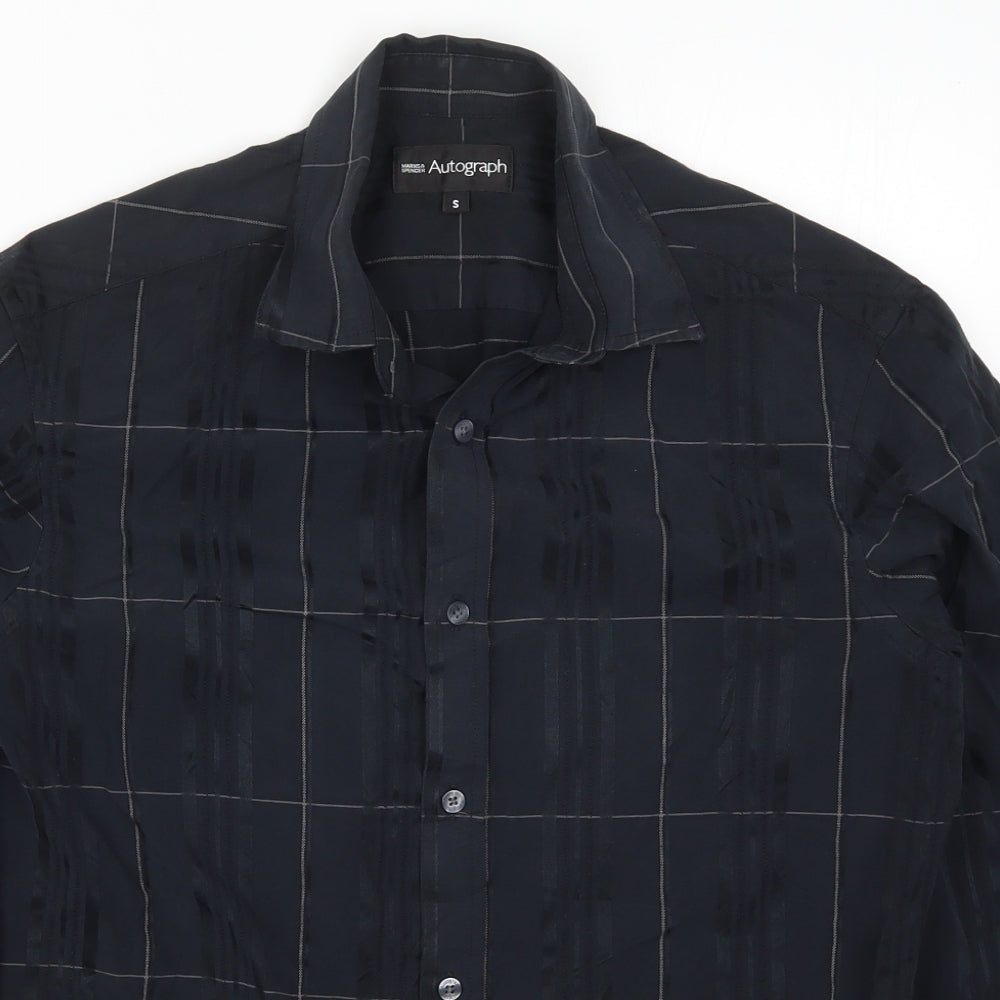 Mens UK Size S Marks and Spencer Black  Button-Up Long Sleeve Casual Shirt