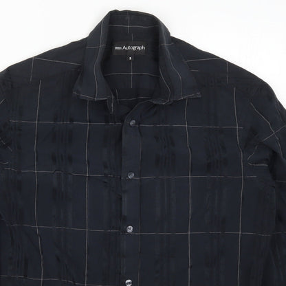 Mens UK Size S Marks and Spencer Black  Button-Up Long Sleeve Casual Shirt