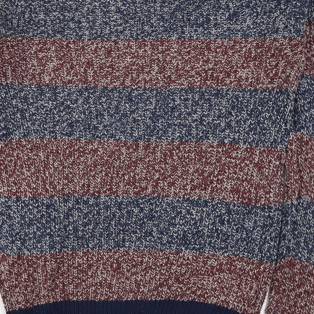 Cedar Wood State Mens Blue Striped Knit Pullover Jumper Size S  - Red