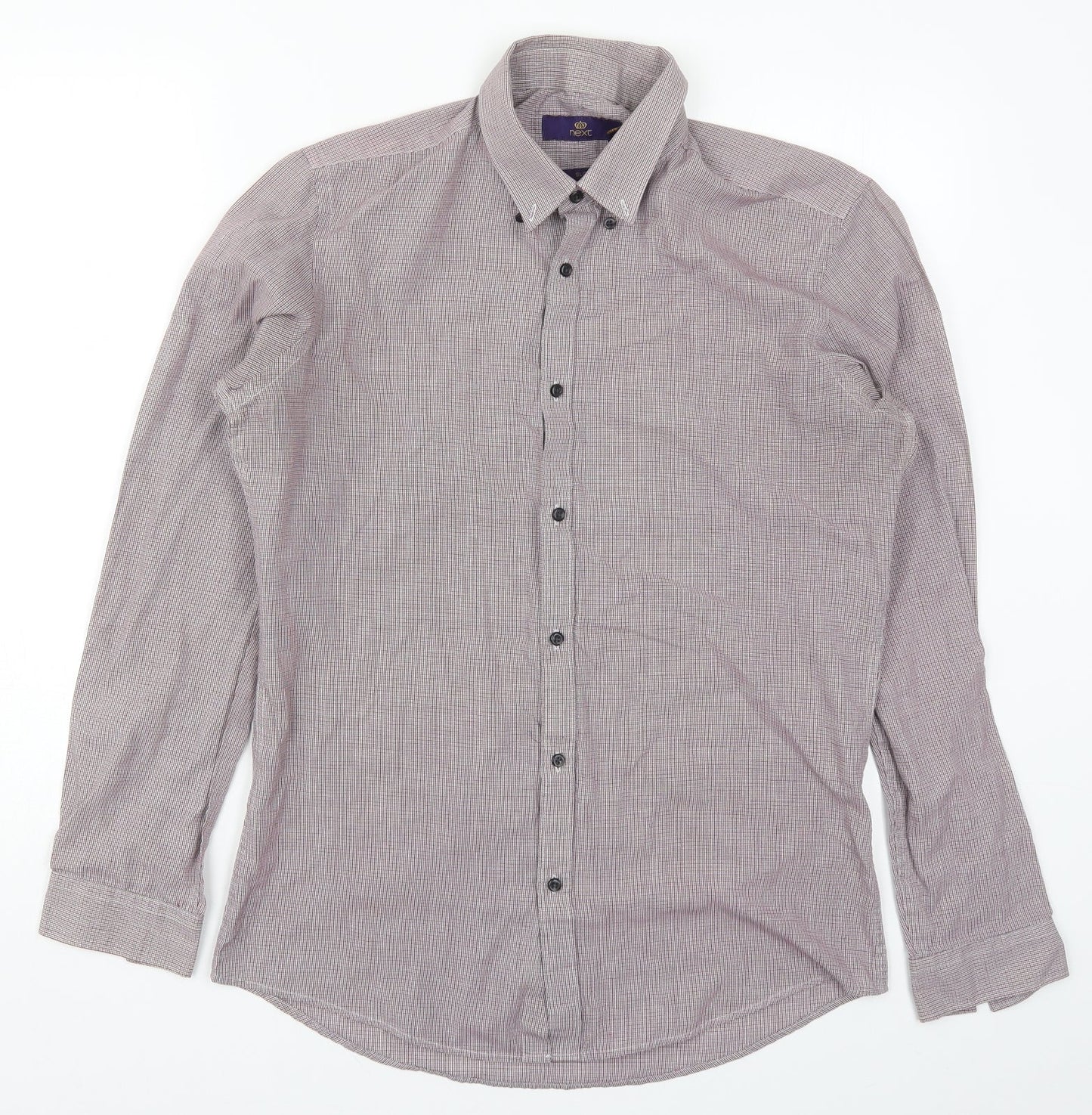 Mens UK Size 15.5 NEXT Red  Button-Up Long Sleeve Casual Shirt