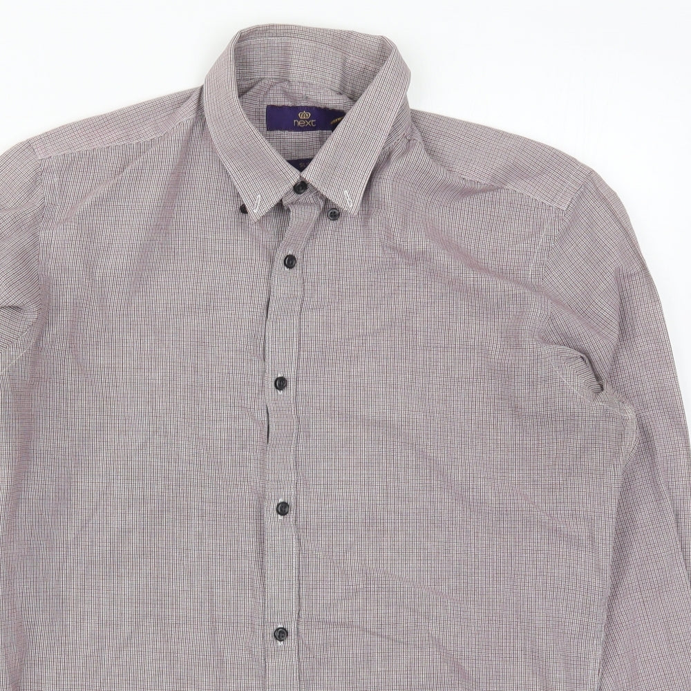 Mens UK Size 15.5 NEXT Red  Button-Up Long Sleeve Casual Shirt
