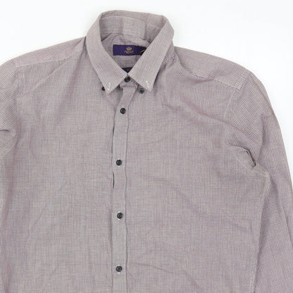 Mens UK Size 15.5 NEXT Red  Button-Up Long Sleeve Casual Shirt