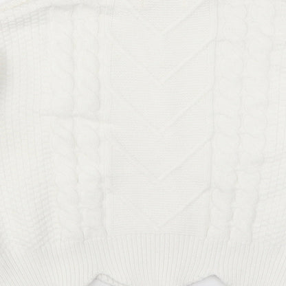 Exquisss Womens White  Knit Pullover Jumper One Size