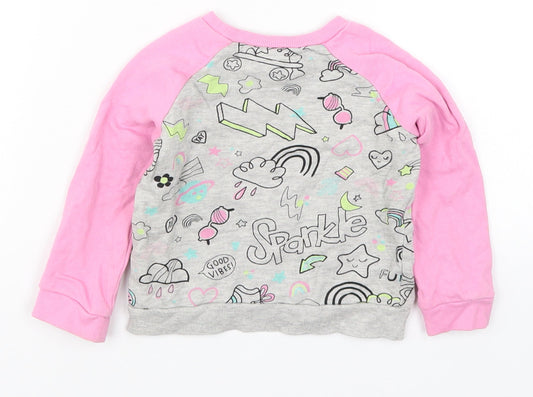 TU Girls Pink   Basic T-Shirt Size 12-18 Months  - Sparkle Good Vibes Roller Skates