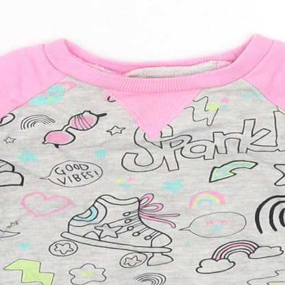 TU Girls Pink   Basic T-Shirt Size 12-18 Months  - Sparkle Good Vibes Roller Skates