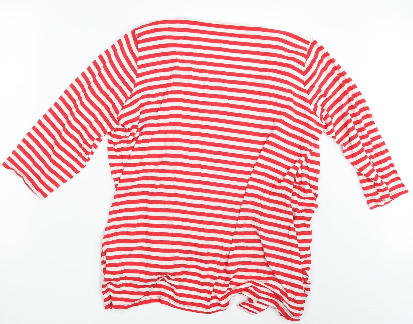 Preworn Womens Red Striped  Pullover Sweatshirt One Size