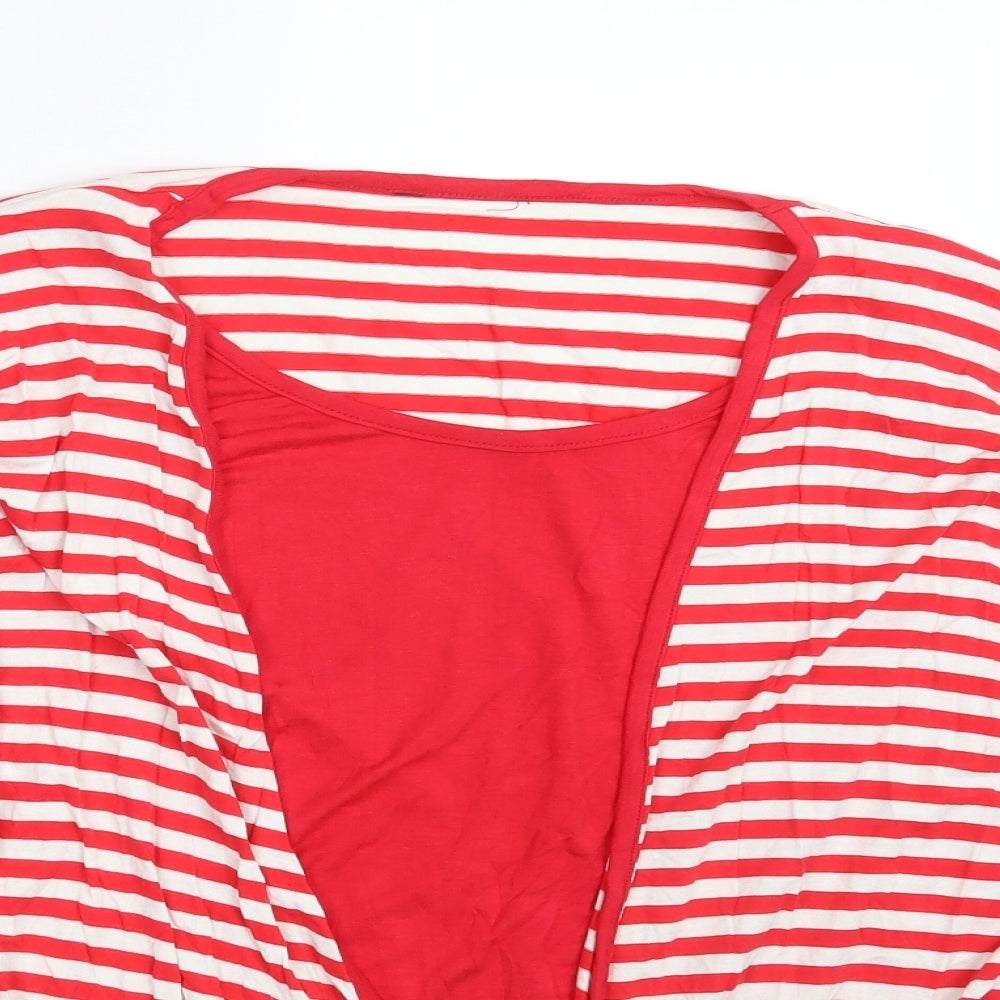 Preworn Womens Red Striped  Pullover Sweatshirt One Size