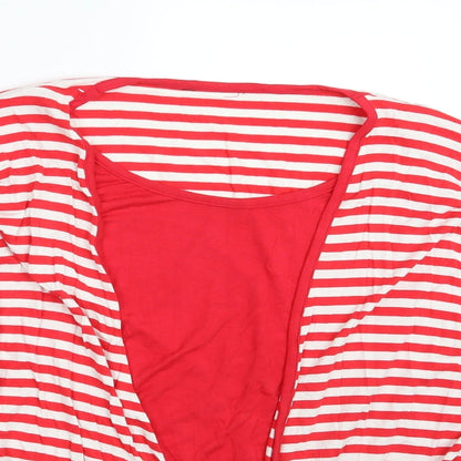 Preworn Womens Red Striped  Pullover Sweatshirt One Size