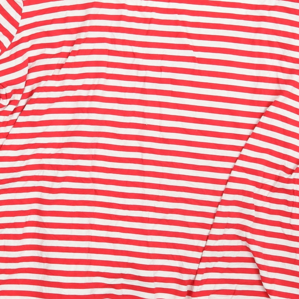 Preworn Womens Red Striped  Pullover Sweatshirt One Size