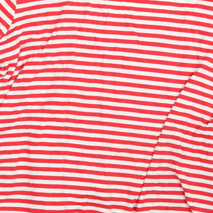 Preworn Womens Red Striped  Pullover Sweatshirt One Size