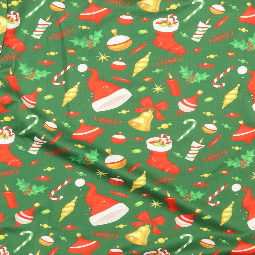 Pre-shrunk Mens Green Floral  Pullover Sweatshirt Size M  - Seasonal Christmas Festive Holiday